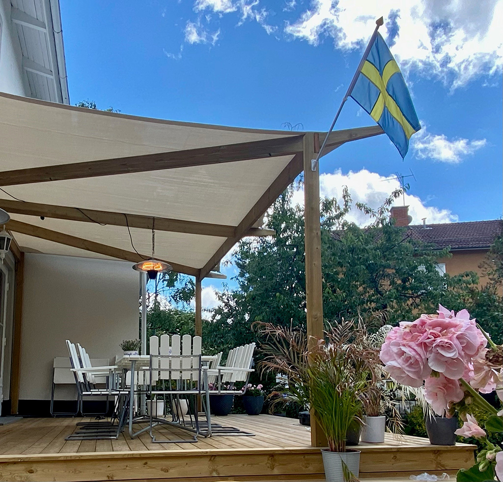 Pergola med segelduk