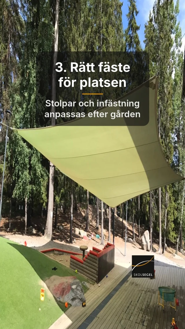 Var finns skuggan på er gård? ☀️
4 saker att tänka på inför solskydd på skol- och förskolegården – spara till planeringen!
Följ @skolsegel för fler tips.